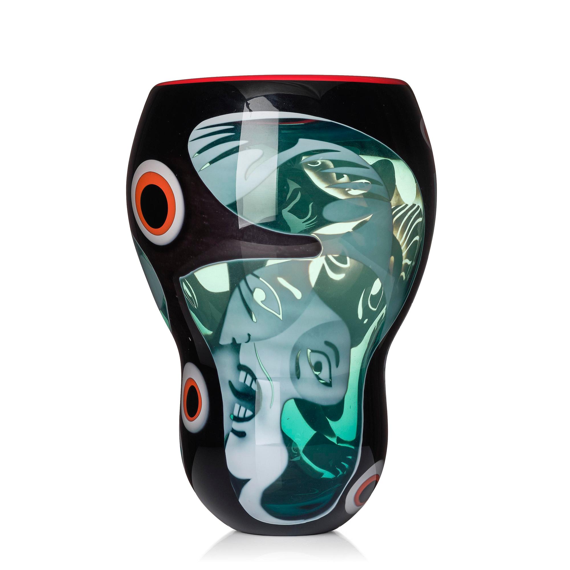 Peter Hermansson, a graal glass vase, blown by Micke Johansson, Örsjö, 2012.