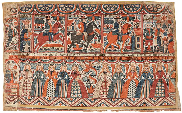Tapestry painting, Halland, Johannes Nilsson (1757-1827), Breared 1801.