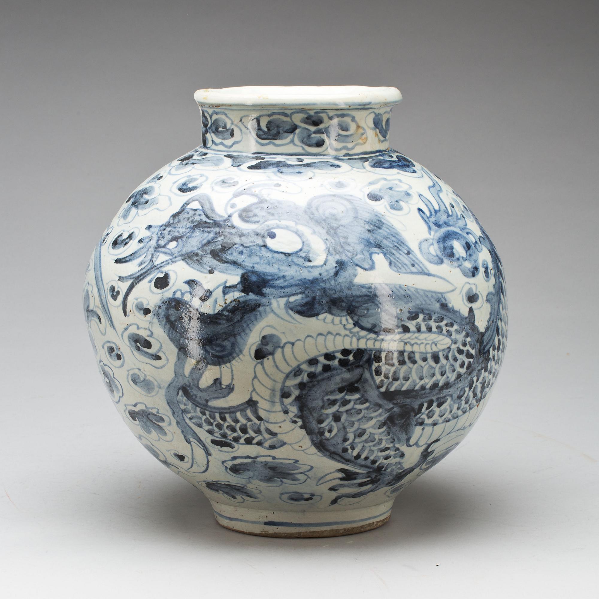 URNA, porslin, Korea, Shoson, 1800-tal.
