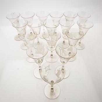 Fredrik Frisendahl, Glass service, 17 pcs, first half of the 20th century.