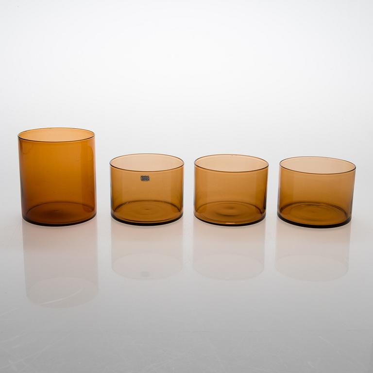A set of 9 glass jars "Purtilo" by Kaj Franck Arabia, Finland. Designed in 1970:s.