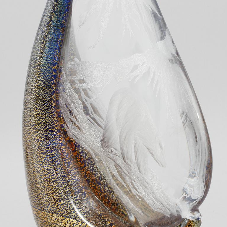 SKULPTUR, glas, Jim Johansson, Germano Padoan, Gränna glasbruk, signerad, sent 1900-tal.