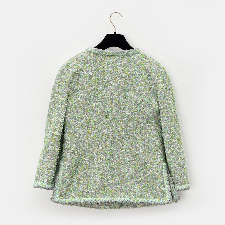 Chanel, a green and silver bouclé jacket, 2018, French size 34.