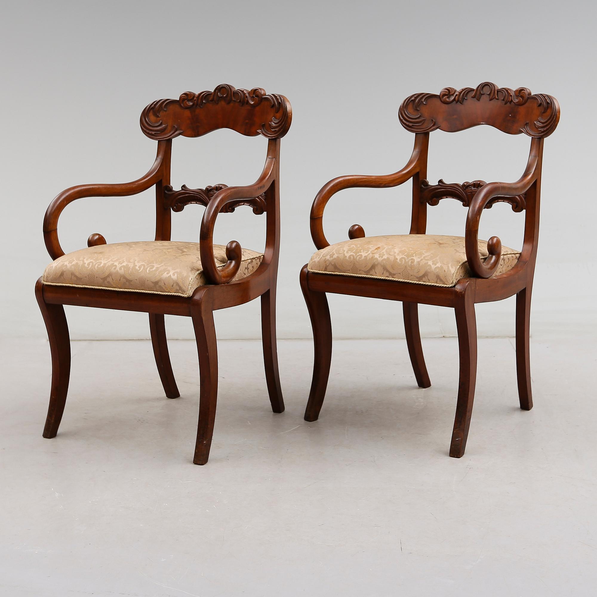 KARMSTOLAR, 1 par, Karl-Johan, 1800-talets mitt.