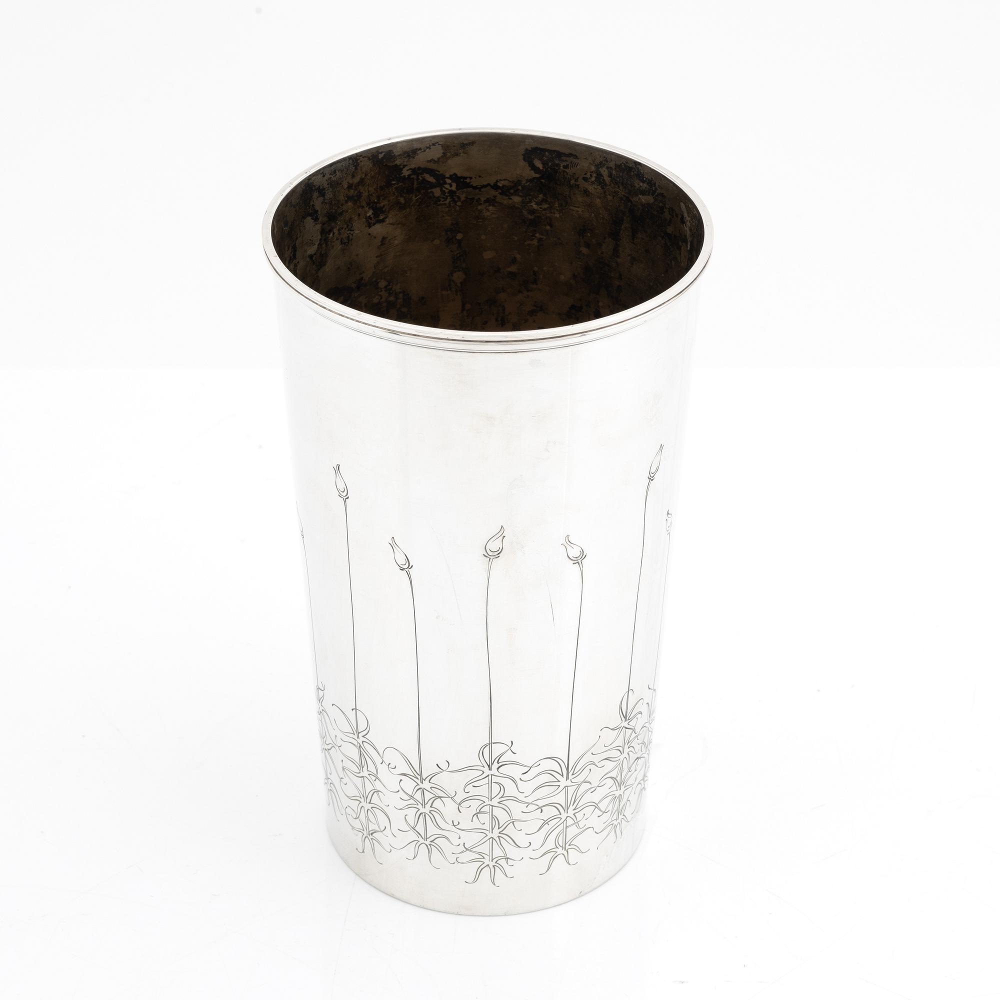 W.A. Bolin, a silver vase / beaker, Stockholm 1955.