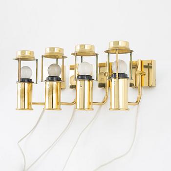 Wall lamps, 4 pcs, brass, model 738, Høvik Lys, Norway, late 20th century.