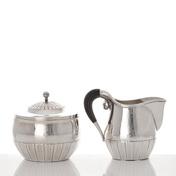 Johan Rohde, kaffeservis, 3 delar, "Kosmos" Georg Jensen, Köpenhamn 1945-77, sterling silver, design nr 45 A+D.