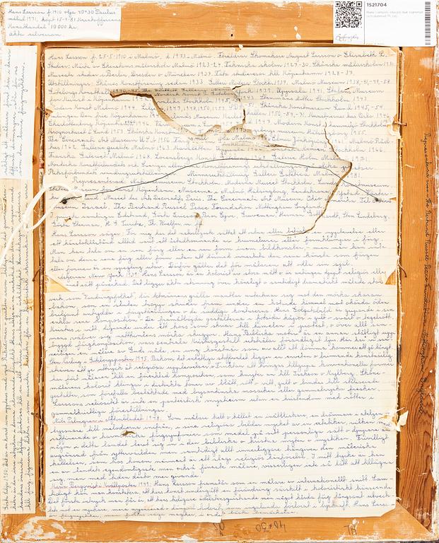 Hans Larsson, olja på duk signerad och daterad 71.