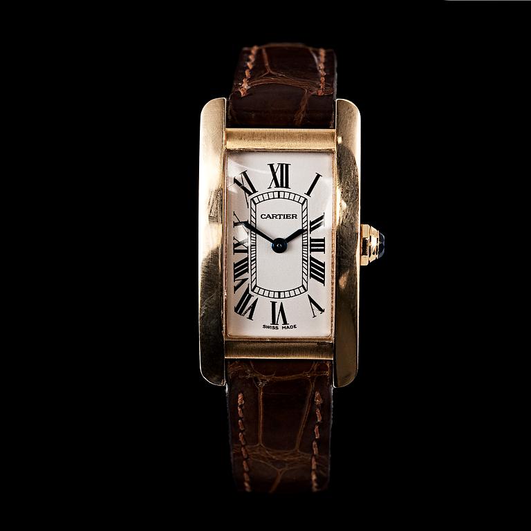 A LADIES WRIST WATCH, Cartier Tank Americaine.