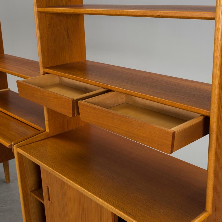 A teak and oak veneered shelf system, 1950's/60's.