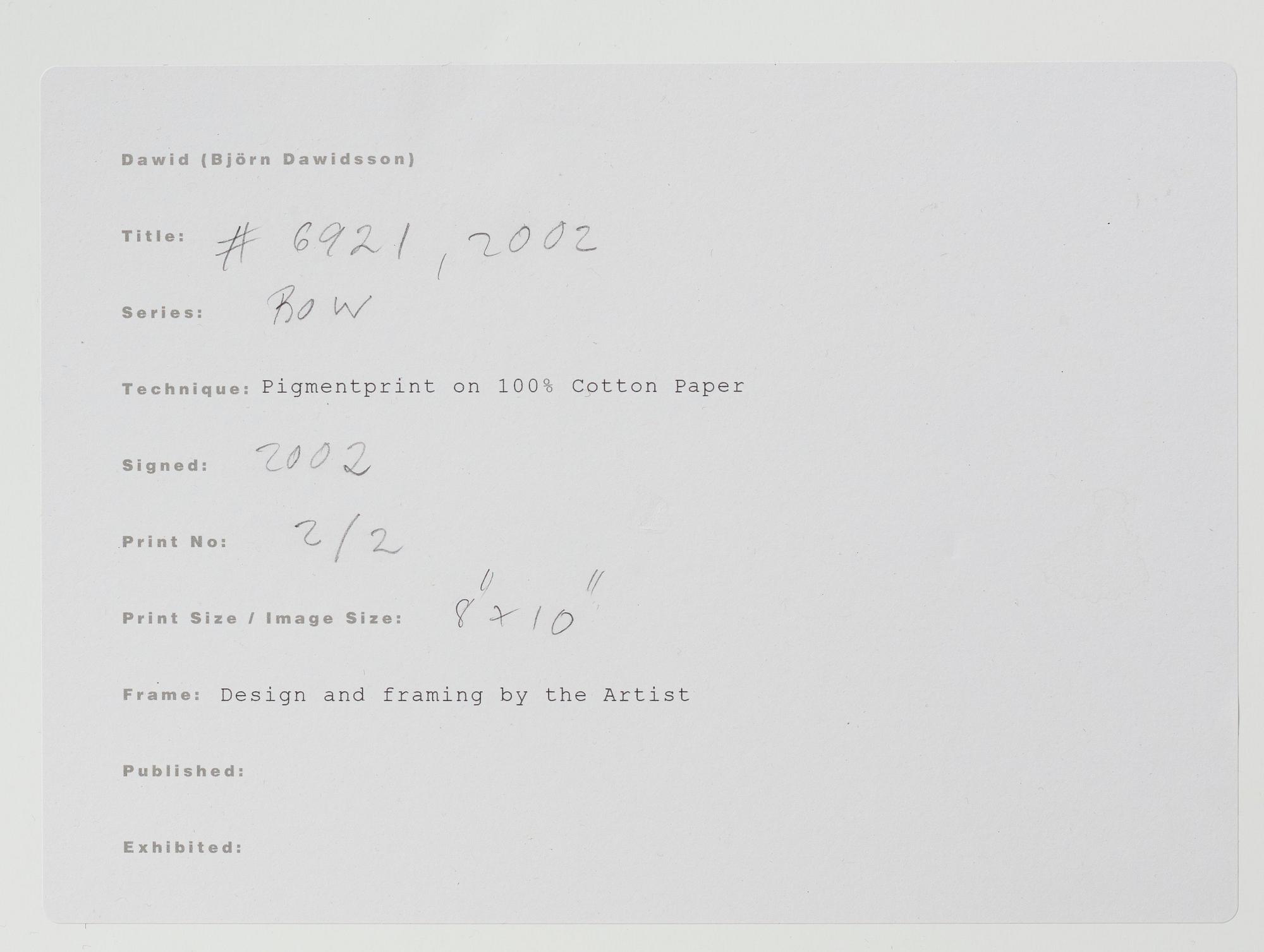 Dawid (Björn Dawidsson), "#6921 ur serien Bow", 2002.