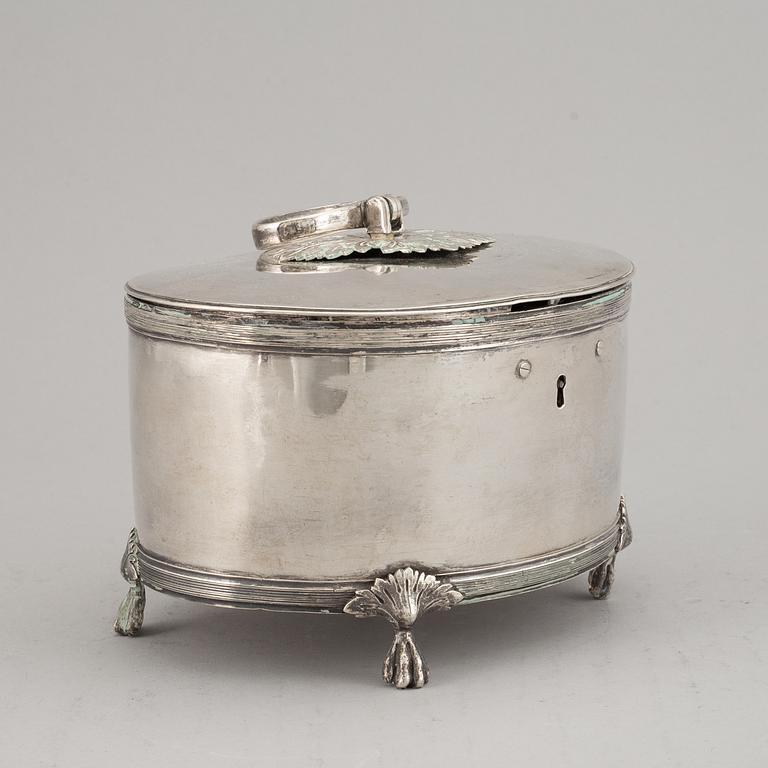 A Swedish early 19th century silver sugar-casket, mark of Petter Adolf Sjöberg, Stockholm 1812.