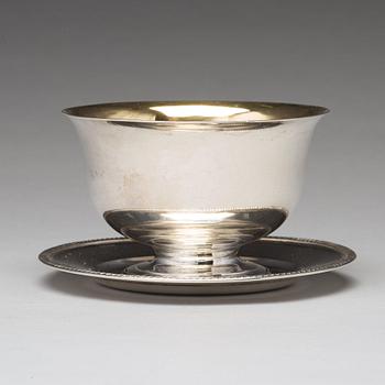 A Swedish 19th century parcel-gilt silver sauce bowl, mark of Johan Petter Grönvall, Stockholm 1824.