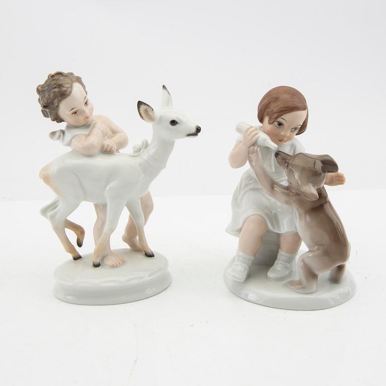 MH Fritz/ G Oppel figurines 5 pcs Rosenthal Germany mid-20th century porcelain.