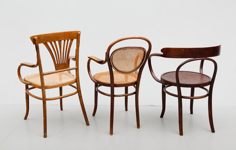 KARMSTOLAR, 3 st, bla Thonet, 1900-talets första hälft.