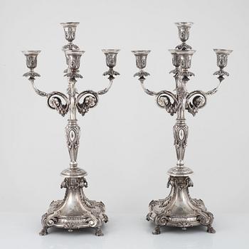 A pair of candelabras, silver, V. Christensen, Copenhagen, 1893 - 1910.