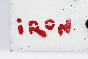 Iron, sprayfärg på duk, signerad.