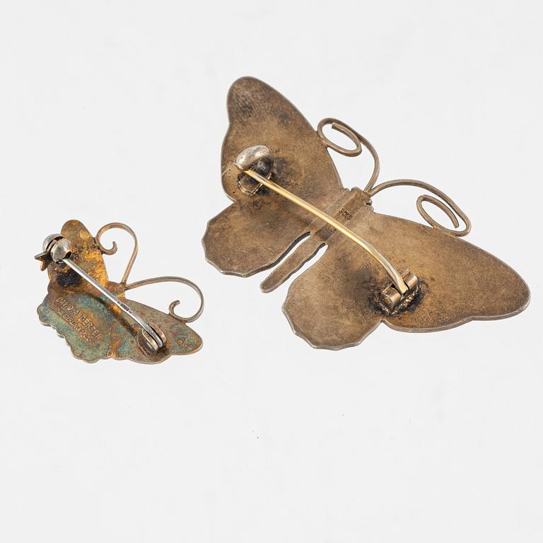 Two Norwegian Silver and Enamel Brooches, David Andersen and Marius Hammer.