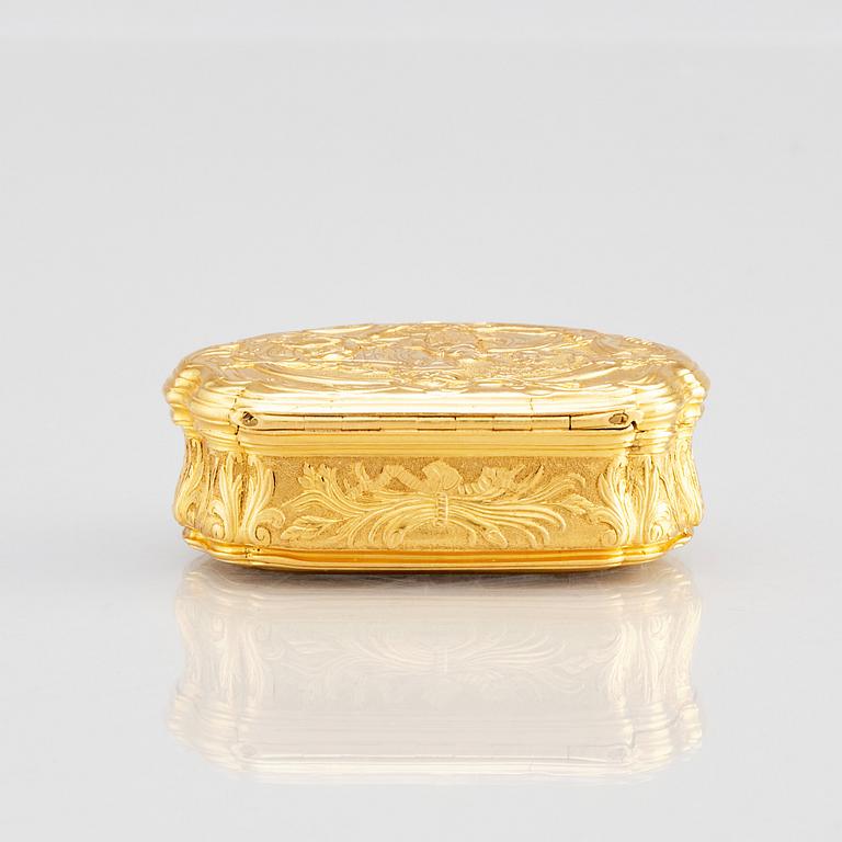 Frantz Bergs, dosa, guld, (verksam i Stockholm 1725-1777), 1700-talets mitt. Rokoko.