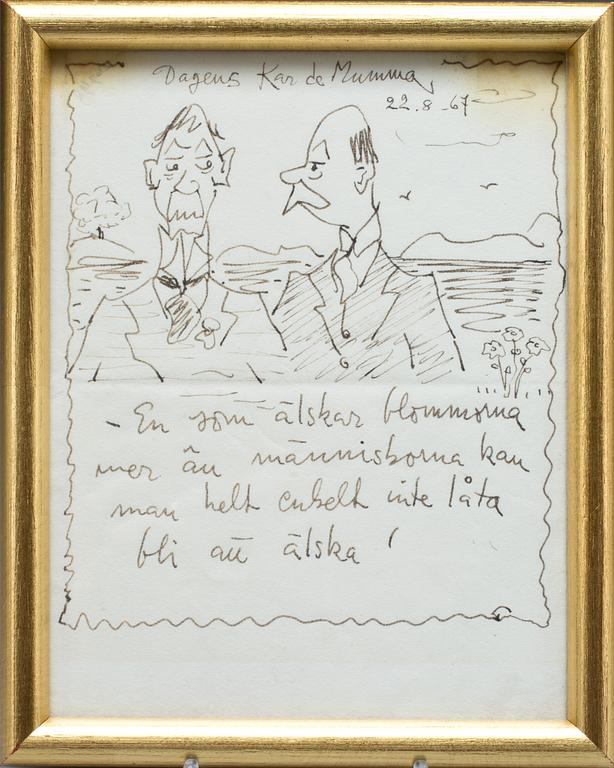 ERIK (KAR DE MUMMA) ZETTERSTRÖM, teckning, signerad.