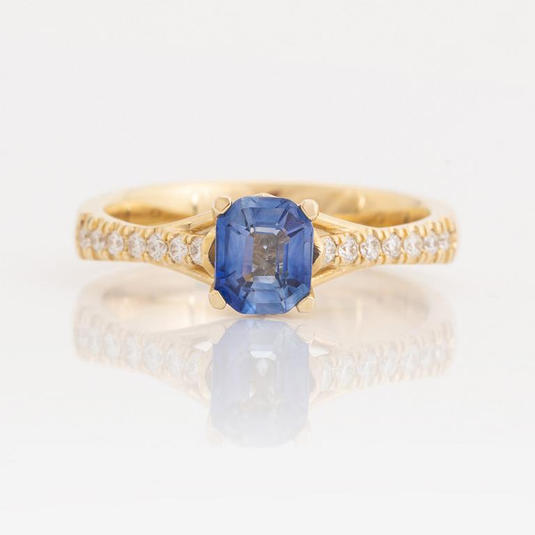 Sapphire and brilliant cut diamond ring.