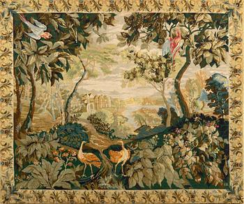 Woven tapestry in Baroque style, signed, France, first half of the 20th century, approximately 130x155 cm.