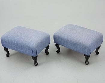 Fåtöljer ett par, med fotpallar, Bröderna Andersson.