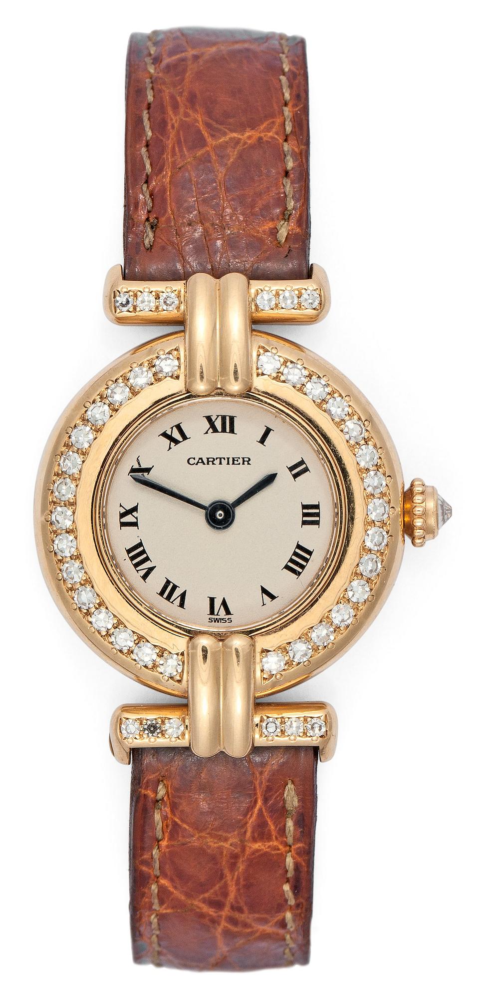 CARTIER, quartz, guld med åttkantslipade diamanter, ca 1995.