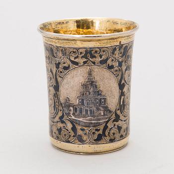 A Russian niello silver beaker, Mid 19th Century.