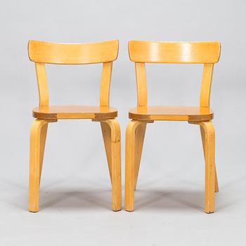 Alvar Aalto, six chairs model 69, Artek, 1950s-60s.