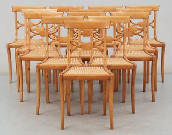 A set of 13 Swedish Empire chairs by J. P. Grönvall.