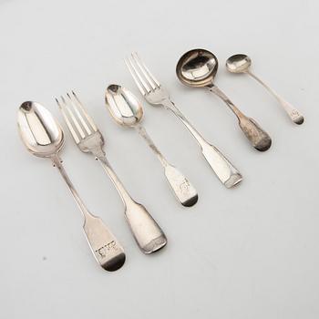 Cutlery approx. 53 pcs silver, London England mostly 19th century.
