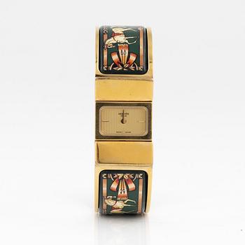 Hermès, A enamel and gold hardware 'Loquet watch'.