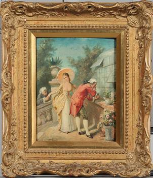 OKÄND KONSTNÄR, olja på pannå, otydligt signerad, 1800-tal.