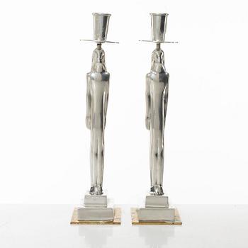Edvin Öhrström, a pair of "Egyptisk" candlesticks, Firma Svensk Tenn, Stockholm 2008.