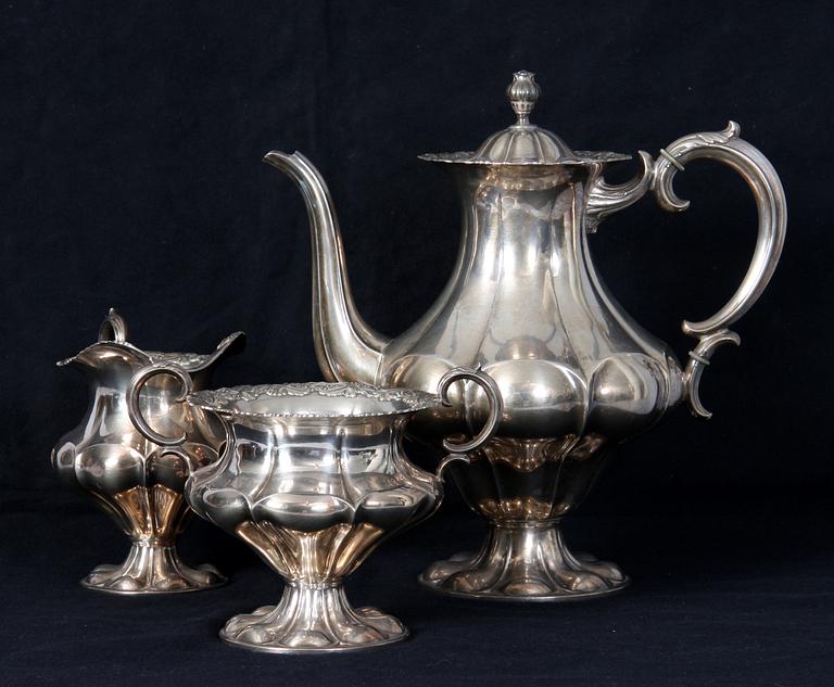 KAFFESERVIS, 3 delar, silver, Finland, 1945. 1402 g.