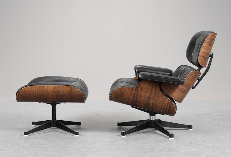 CHARLES & RAY EAMES, fåtölj med ottoman, "Lounge Chair", Herman Miller, USA.