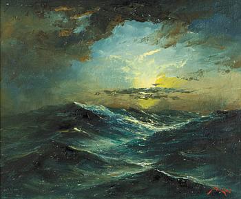 Axel Lind, Stormy Sea in Moonlight.