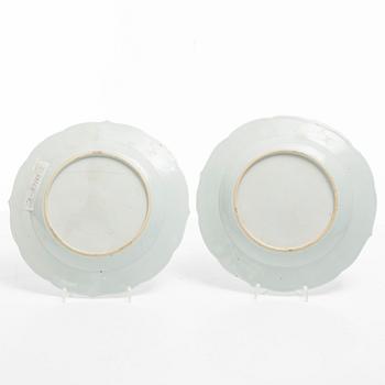 Tallrikar, 4 st, porslin, Kina, 1700/1800-tal.