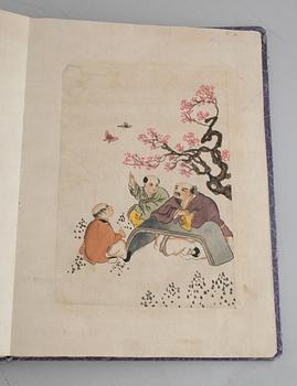 ILLUSTRERAD BOK/AKVARELLER, Kina, 1900-tal.