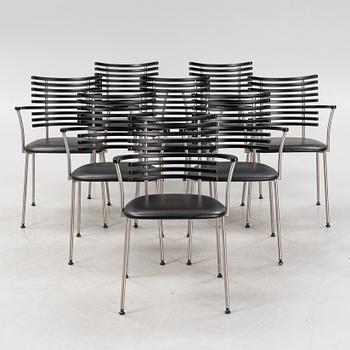 A set of eight leather upholstered 'Tiger GM 4106' armchairs from Naver Collection.