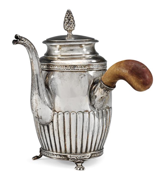 A Swedish 19th cent silver coffee-pot, marks of A.Lundquist, Stockholm 1825.