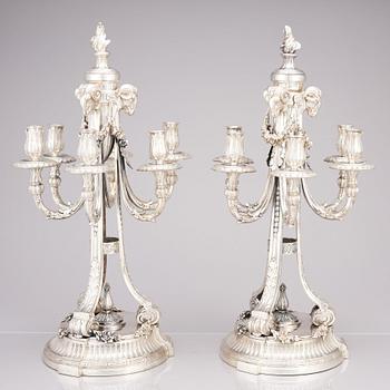 A pair of Swedish silver candelabras, CH Hallberg, Stockholm 1907.