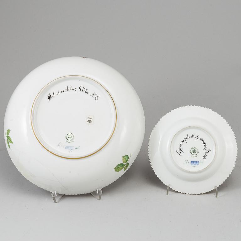 ROYAL COPENHAGEN, a 'Flora Danica' porcelain bowl and dish, Denmark, 1968.