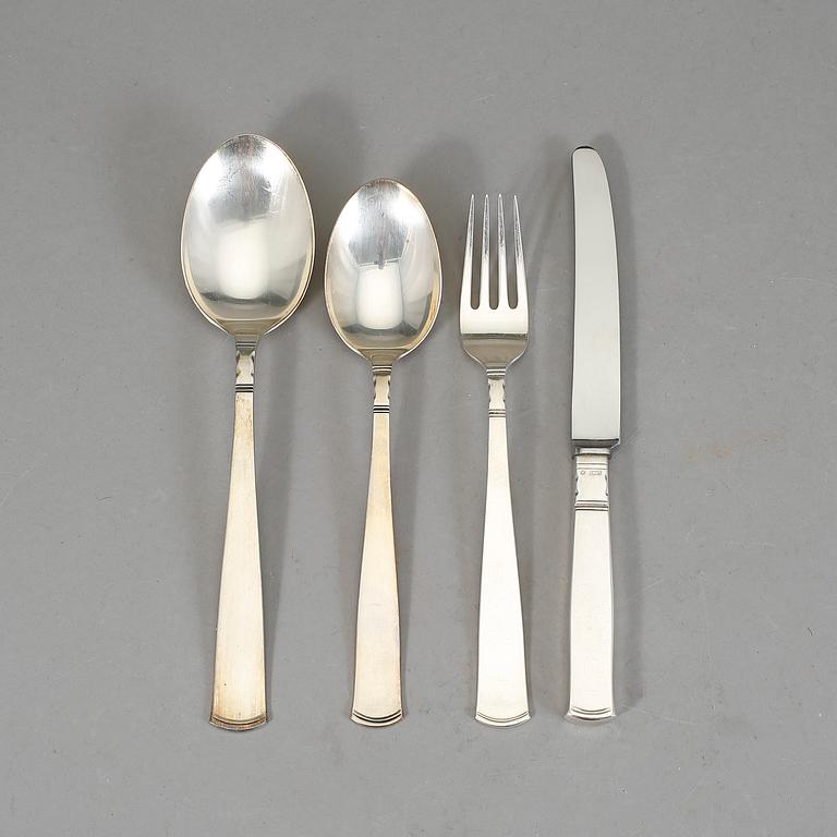 MATBESTICKSSERVIS, 45 delar, silver, "Rosenholm". Bl a GAB Stockholm 1957. Tot ca 2030 g.