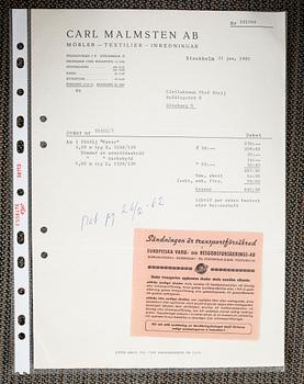A chair, model Oscar, designed by Carl Malmsten for Carl Malmsten AB, bought 31 of January 1962.