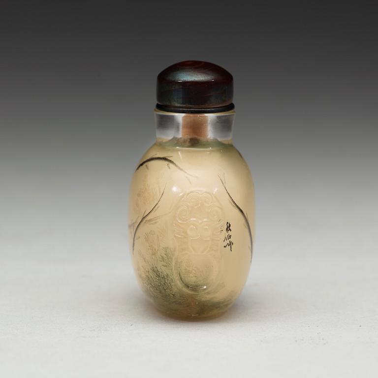 SNUSFLASKA, insidesmålad. Kina, 1900-tal.