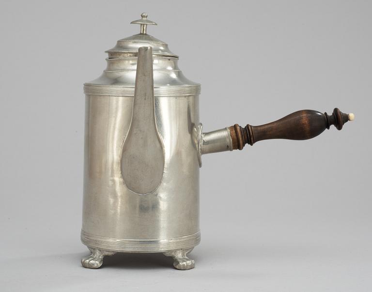 A Swedish pewter coffeecan, makers mark by Sven Ekström, Norrköping (1824-1852/61).