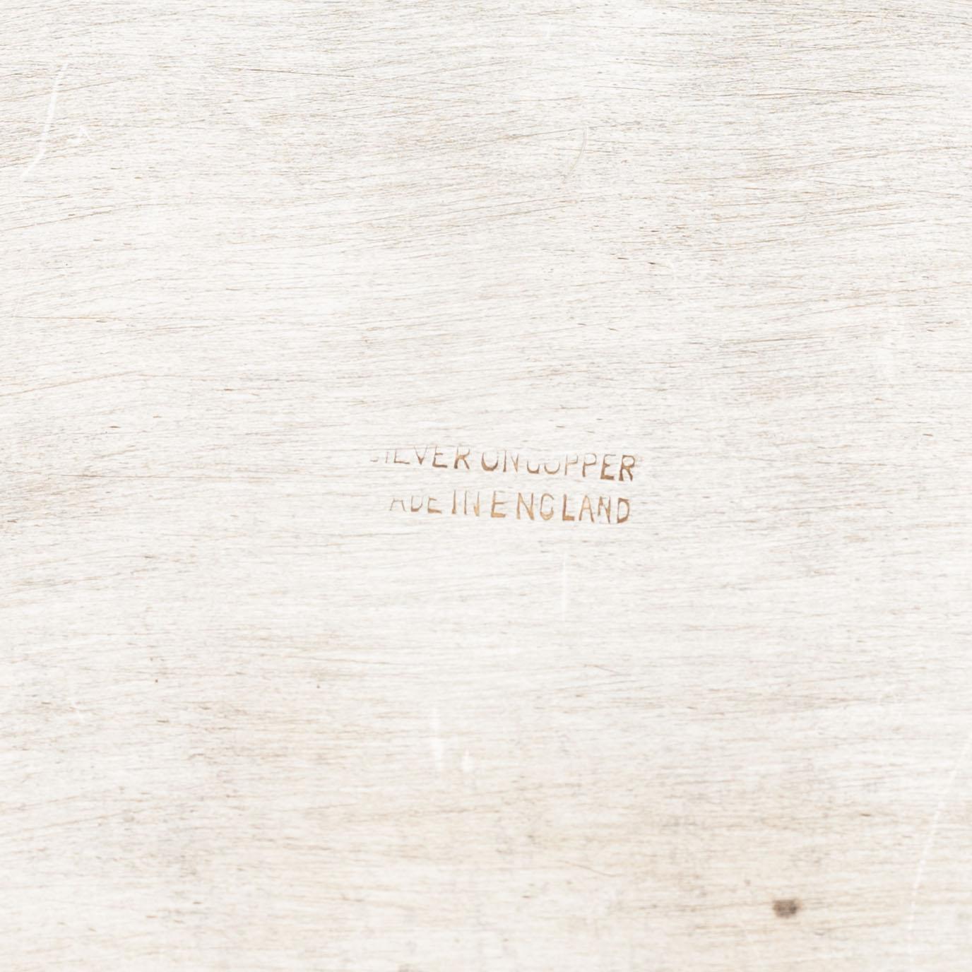 A Sheffield England tray, Silver plated on copper, from around the year 1900.