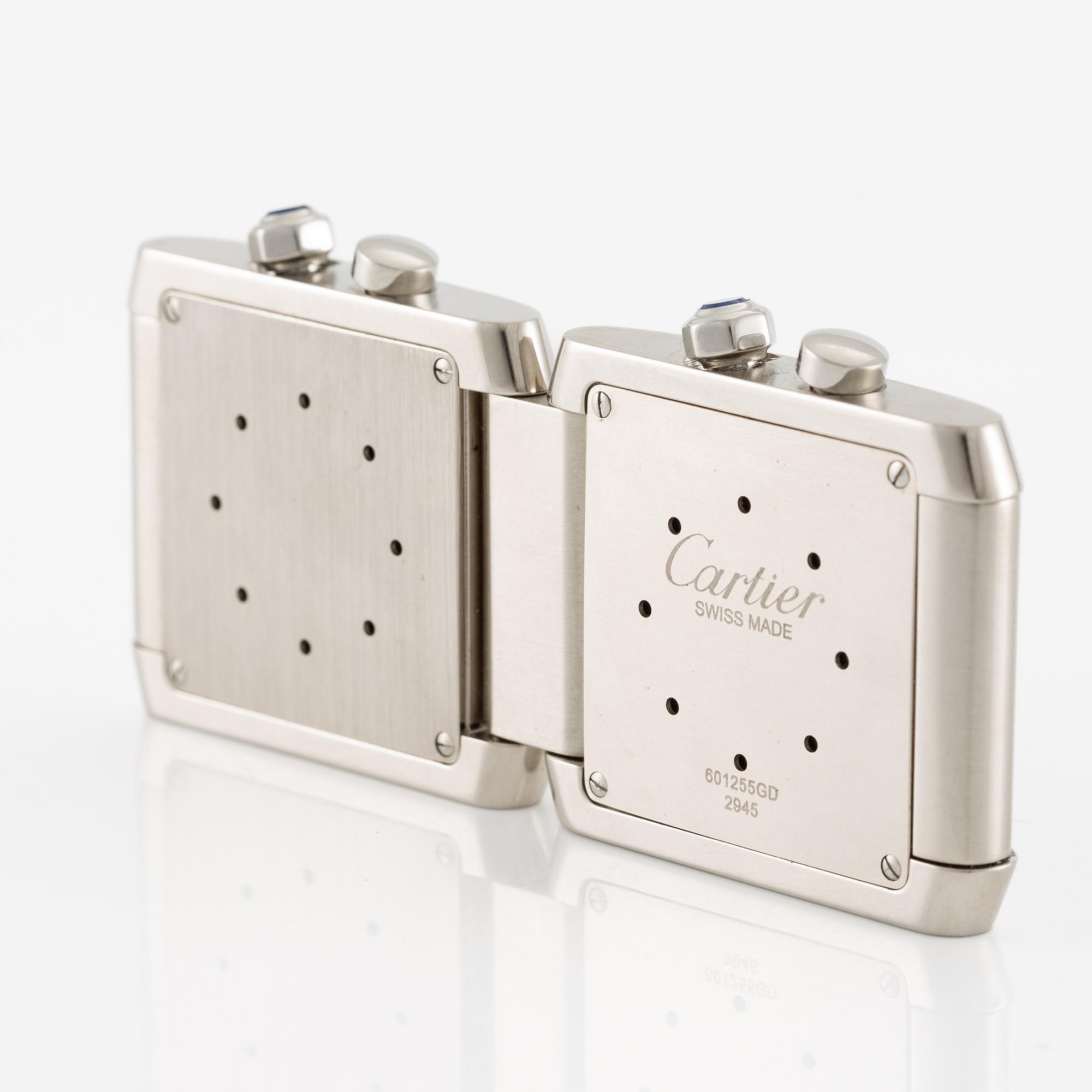 Cartier, Tank Francaise, Dual-Time, desk watch/travel watch, 35 x 41 (82) mm.